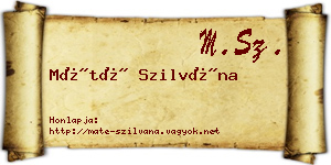 Máté Szilvána névjegykártya